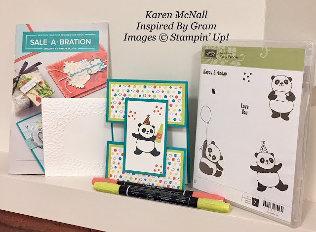 Party Pandas with Bubbles and Fizz Designer Series Paper using Sale-a-bration 2018 Products